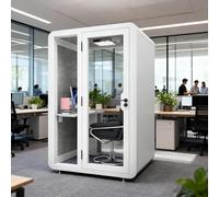 Portable Soundproof Office Booth with LED Light and Ventilation for Private Workspace and Meetings