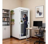 Portable Soundproof Office Booth with LED Light and Ventilation for Private Workspace and Meetings