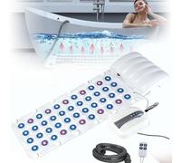 Portable Spa Bath Mat, Bubble Massage Mat with Warm Air, Waterproof Full Body Air Mat, 6-Speed Remote Control, Non-Slip Suction Cups & Ergonomic Pillow for Bathtub