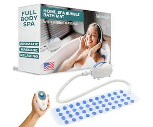 Portable Spa Bubble Bath Massager - Thermal Spa Waterproof Non-Slip Mat with Suction Cup Bottom, Motorized Air Pump & Adjustable Bubble Settings - Remote Control Included - Serenelife AZPHSPAMT22