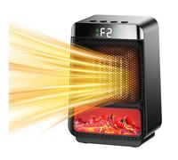 Portable Space Heater,3D Imitation Flame Space Heater,1500W Electric PTC Ceramic Heater with Thermostat, 1-2-4-8H Timer Function,Overheat and Tip-over Protection,70° Oscillation,Energy-Saving-ECO-Mode
