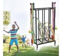 Portable Sports Equipment Storage Cart - Space-saving Fitness Organizer for Hula Hoops, Jump Ropes, and Yoga Gear, Ideal for Indoor and Outdoor Use