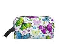 Portable Spring Colorful Butterfly Print Toiletry Bag,Multi Functional Lightweight Large Capacity Storage Pouch