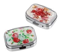 Portable Square Two-Compartment Medicine Box 2pcs Metal Plastic