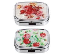 Portable Square Two-Compartment Medicine Case 2pcs Metal Plastic