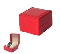 Portable Square Watch Box,Single PU Leather Watch Travel Case Jewelry Storage Case Organizer with Removable Cushion,PU Leather Watch Box,For Wristwatches,Smart Watches,Bracelets (Red)