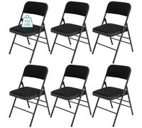 Portable Stackable Folding Chairs with Padded Cushs - 6 Pack for Indoor & Outdoor Use, Perfect for Home, Office & Events - Fabric, Space-Saving Design