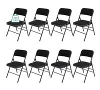 Portable Stackable Folding Chairs with Padded Cushs - 8 Pack for Indoor & Outdoor Events, Home & Office Use - Comfortable Fabric Seating Solut