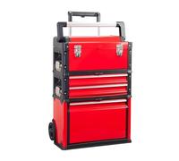 Portable Stackable Tool Box with Wheels Metal Tool Chest 2 Drawers Rolling Tool Cart Red for Home Garage and Workshop Use