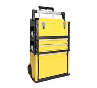 Portable Stacking Tool Box with Wheels & 2 Drawers Metal Tool Chest for Easy Storage Tool Cart (Yellow) - Perfect for Home & Garage ion