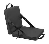 Portable Stadium Seat Cushion, Outdoor Folding Padded Floor Chair with Back Support, Storage Pocket & Adjustable Strap, Lightweight Stadium Bleacher Seat for Sporting Events, Camping, Beach(Black)