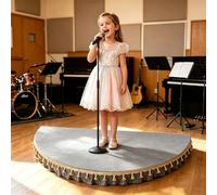 Portable Stage Platform, Circular/Semi-Circular Stages for Kids To Perform, Mat Included High Weight Capacity for Hosting Public Speaking and Singing(Gray B,100x50cm)