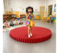 Portable Stage Platform for Kids, Circular/Semi-Circular Design, High Weight Capacity, Includes Mat for Public Speaking and Singing, 120x60cm