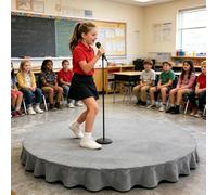 Portable Stage Platform for Kids, Circular/Semi-Circular Design, High Weight Capacity, Includes Mat for Public Speaking and Singing, 120x60cm