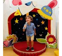 Portable Stage Platform, Semi Circle, Entertainment Stage Riser/Performance Deck, Heavy Duty, for Performances at School Auditoriums Concerts Restaurants Bars(Gray,120 * 60 * 15cm)