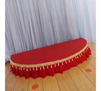 Portable Stage Platform Small Semi Circle Stage Platform Stand with Carpet & Valance, Bands Drums Portable Stage Riser Base for Kids, Indoor Speech Performance Deck System(Red)