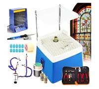Portable Stained Glass Grinder, Glass Craft Kit with Glass Grinder&Cutter Tool Kit&Soldering Iron Kit&Soldering Exhaust Fan&Solder Clamp