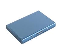 Portable Stainless Steel Antimagnetic Card Case, Slim Design Business Card Holder for Travel Home or Office(Blue)