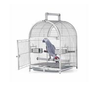 Portable Stainless Steel Bird Cage with Wrought Iron Handle - Ideal for Travel and Small to Medium Birds Like Parakeets and Conures