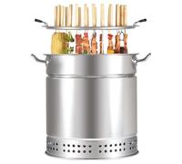 Portable Stainless Steel Charcoal BBQ Grill - Tabletop Outdoor Smoker Easy to Assemble for Camping Picnics Gardens - Ideal for Outdoor Cooking and Barbecuing