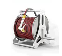 Portable Stainless Steel Garden Hose Reel with Nozzle Spray - Wall-Mounted Design for Outdoor Planting and Gardening