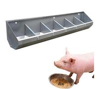 Portable Stainless Steel Hog Trough with Divider, 2-8 Bit Livestock Feeder, Large Capacity No-Spill Design for Hay & Grain, Swine & Chicken Use
