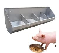 Portable Stainless Steel Hog Trough with Divider, 2-8 Bit Livestock Feeder, Large Capacity No-Spill Design for Hay & Grain, Swine & Chicken Use