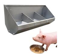 Portable Stainless Steel Hog Trough with Divider, Large Capacity No-Spill Feeder for Hay & Grain, 2-Hole Livestock Feeder for Swine Coop, 0.7m