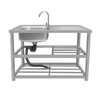 Portable Stainless Steel Kitchen Sink - Freestanding Single Bowl Utility Sink with Hot and Cold Water Taps for Home and Catering (Type A 1)