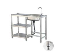 Portable Stainless Steel Multi-Functional Sink, Suitable for Outdoor Kitchens, Bars, and garages. The Single-Bowl Design Makes Cleaning and Food preparatio,One Color-60 *，One Color 50*90*80cm/19.7*35