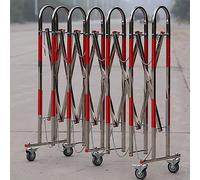Portable Stainless Steel Retractable Security Gate - Folding Metal Traffic Barricade with Casters, Flexible Expandable Barrier for Driveway, Parking, and Mobile Safety Solutions