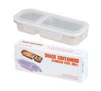 Portable Stainless Steel Snack Container Featuring Leak Proof Lid and 2 or 3 Compartments, Food Storage Box for Organized Lunches and Snacks (White 2Compartment)