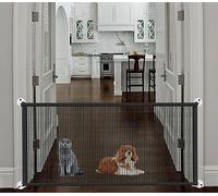 Portable Stair Gate for Dogs Indoor Magic Pet Gates for The House Doorway Upgraded Mesh 180/110 x 78 cm Safety Puppy Fence Housing, Black