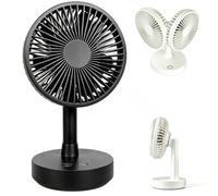 Portable Stand Oscillating Fan & Desk Fan - 2000mah Battery Operated USB Rechargeable Small Fan with 4 Speed Settings, 7 Blades Turbo Wind, Quiet Table Fan Standing Fan for Rome Office Camping (Black)