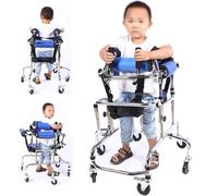 Portable Stand Upright Walker for Children with Cerebral Palsy, 6-Wheel Anti Tilt Belt Seat Rehabilitation Standing Frame, Adjustable Height for Safe Mobility Aid