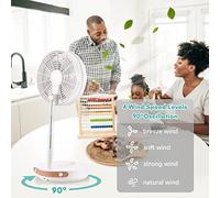 Portable Standing Fan Foldable Oscillation Telescopic Floor Fan Support 4 Wind Speed Timer 180° Back Rotate Fan with 10800mAh Rechargeable Battery Type-C Charge Remote Controller Low Noise Pedestal