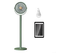 Portable Standing Fan with Solar Panel, Rechargeable USB Telescopic Quiet Pedestal Desk Fan, Adjustable Heigh, 5 Speeds, for Home Bedroom Camping(Green)