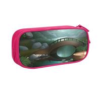 Portable Stationery Pouch Bag Little Bridge in The East Print Pen Pouch Bag Big Capacity Stationery Storage Bag for School Stationary, Student, Office, 20X9X4Cm
