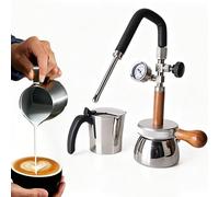Portable Steam Coffee Foamer, 350ml Stainless Steel Boiling Kettle for Camping, Manual Pressure Relief Valve, Adjustable Angle Nozzle for Outdoor Espresso Brewing & Latte Art
