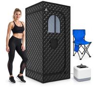 Portable Steam Sauna for Home, 1 or 2 Person Tent with 9 Heat Levels | 3L 1000W Generator, Remote Control, 60-Min Timer up to 140°F, Three-Layer Insulated Cover with Folding Chair