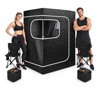 Portable Steam Sauna for Home, 1 or 2 Person Tent with 9 Heat Levels | 3L 1000W Generator, Remote Control, 60-Min Timer up to 140°F, Three-Layer Insulated Cover with Folding Chair