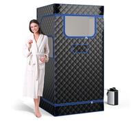 Portable Steam Sauna Home Full Body Sauna Box w/3L Steam Generator COSTWAY Black One Size