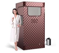 Portable Steam Sauna Home Full Body Sauna Box w/3L Steam Generator COSTWAY Brown One Size
