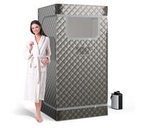 Portable Steam Sauna Home Full Body Sauna Box w/3L Steam Generator COSTWAY Grey One Size