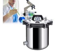 Portable Steam Sterilizer Machine, Stainless Steel with 2 Valves, High Pressure Autoclave for Labs and Universities, Anti-Dry Burn Design