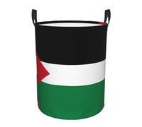 Portable storage basket with handle, Flag of the State of Palestine bedroom clothes laundry basket, round single layer laundry basket
