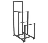 Portable Storage Rack with Caster Wheels, Black Iron Display Cart for Warehouse & Factory, Holds 10-28 Boxes, Size 35x50x90cm