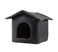 Portable Stray Cats Shelter Weatherproof Tent Outdoor Feral Cats Warm House M Black