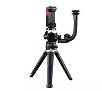 Portable & Sturdy Adjustable Phone Tripod,Cell Phone Mount Easy to Adjust 360° Ball Head, Mini Tripod with Cold Shoe Mount, 1/4'' Screw for Magic Arm,Selfie Stick Stand for Smartphone DSLR Camera