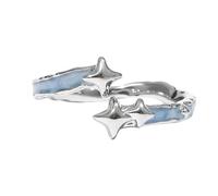 Portable Stylish Blue Rings With Unique Planets Styles Jewelry Accessory For Art Lovers And Collectors Daily Use Planet Rings